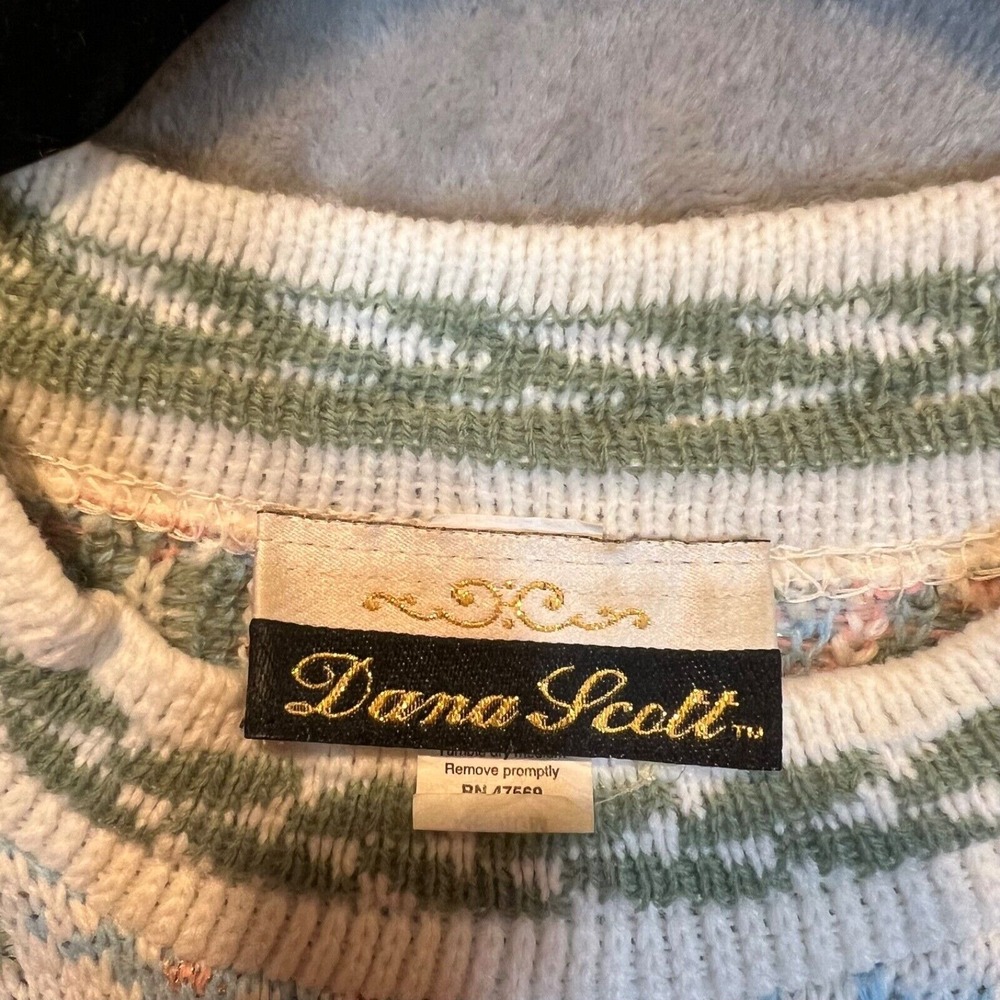 Vintage‎ Women's Ornate Cottage Core Floral Shabby Chic Feminine Sweater Medium - Picture 4 of 11